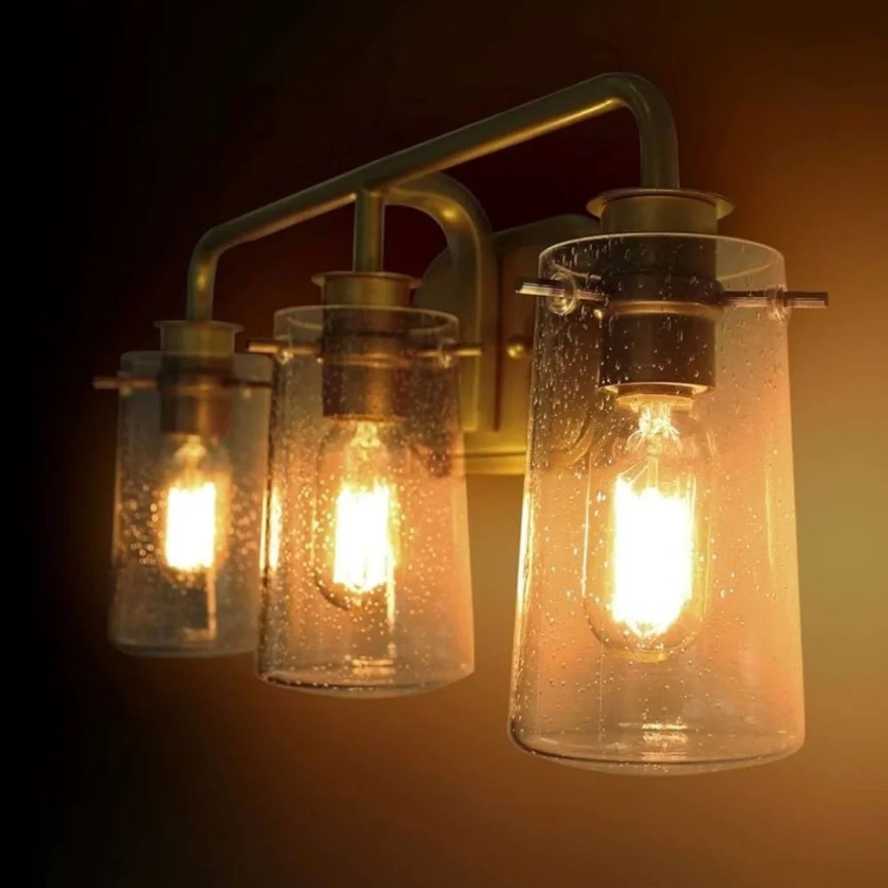 Vanity Lights Elegant Gold Bathroom Vanity Fixture Modern 3-light -NIB